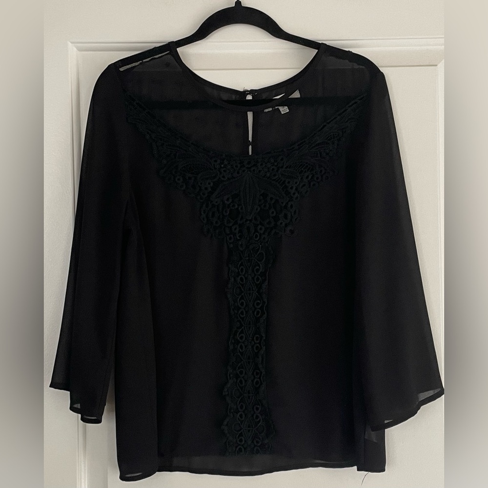 Umgee Black Sheer Blouse